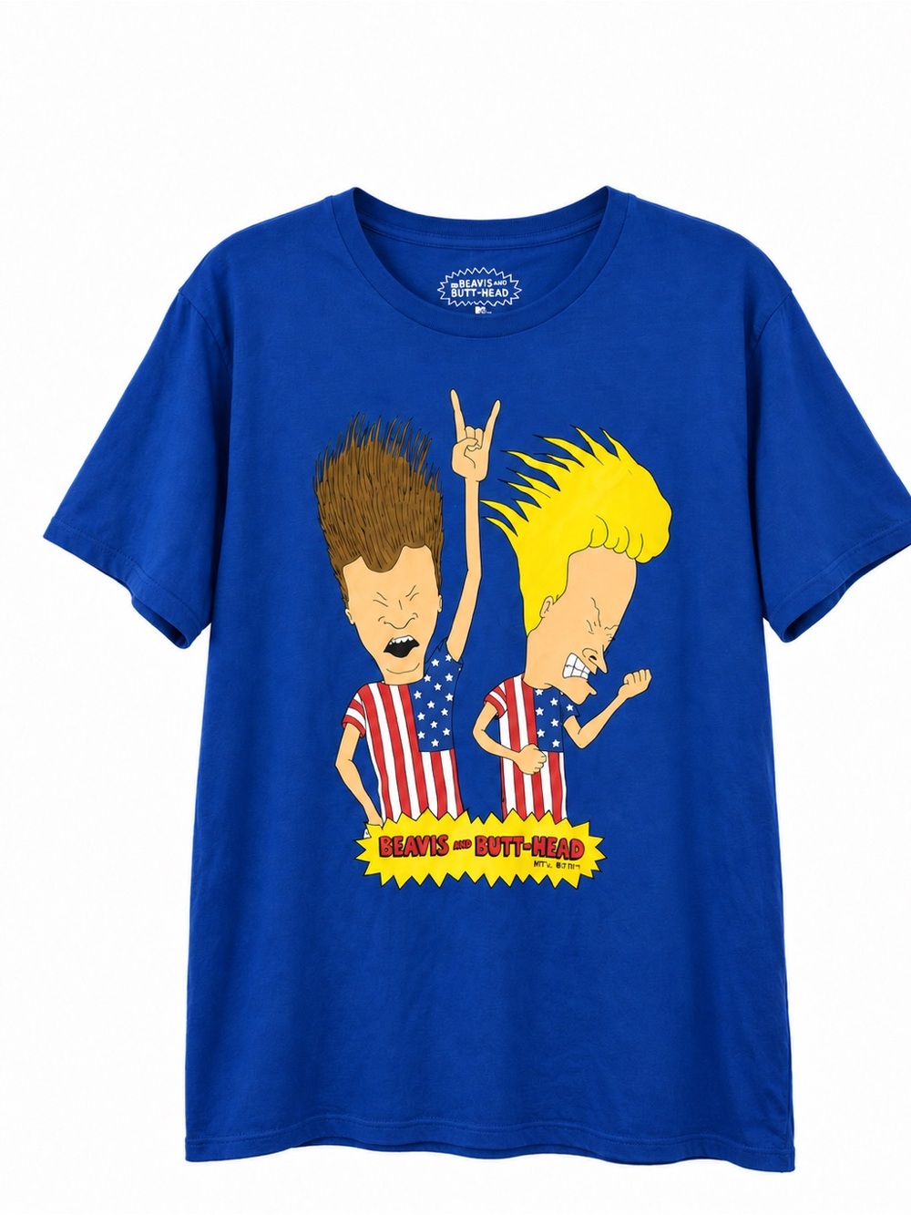 Beavis & Butt-Head Blue Graphic Tee 3XL MTV American Flag Shirt